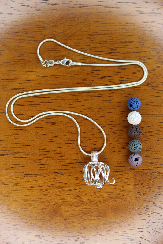 Sterling Silver Diffuser Necklace - Elephant