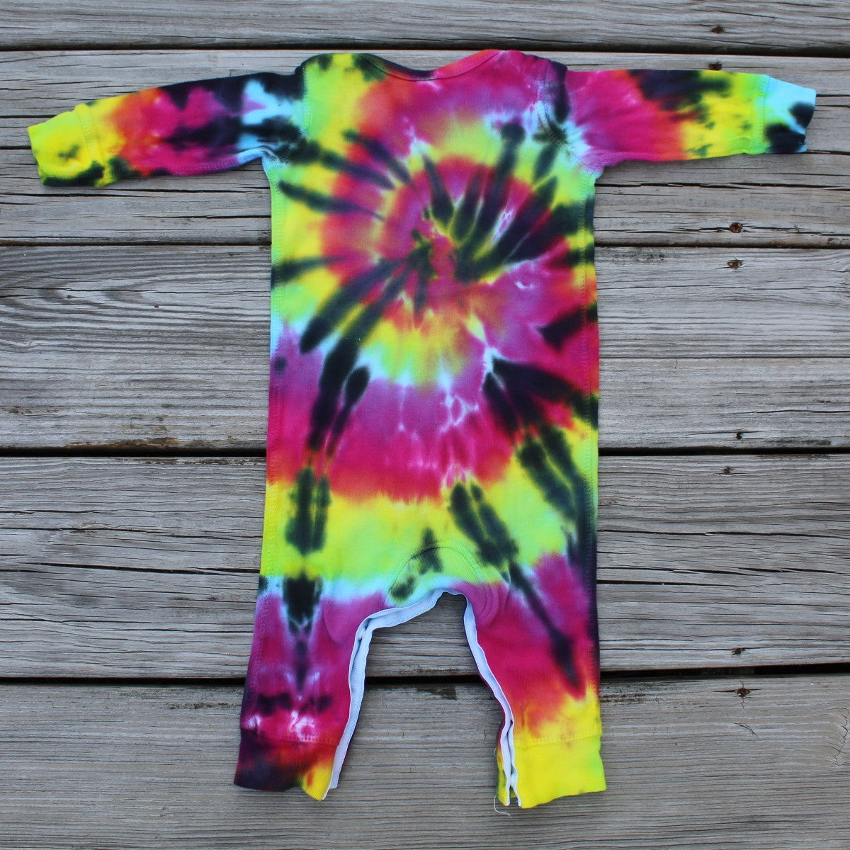 Tie Dye 6 month Infant One-Piece Bodysuit Long Sleeves - Rainbow