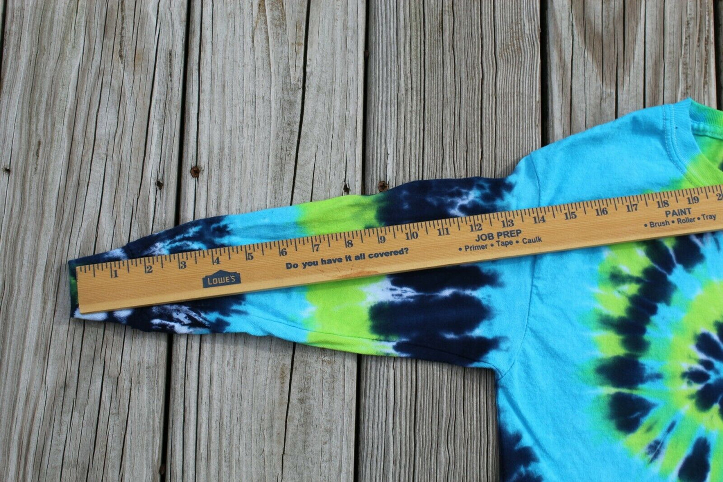 Tie Dye Long Sleeve T-Shirt KIDS Medium - Blues & Green Spiral