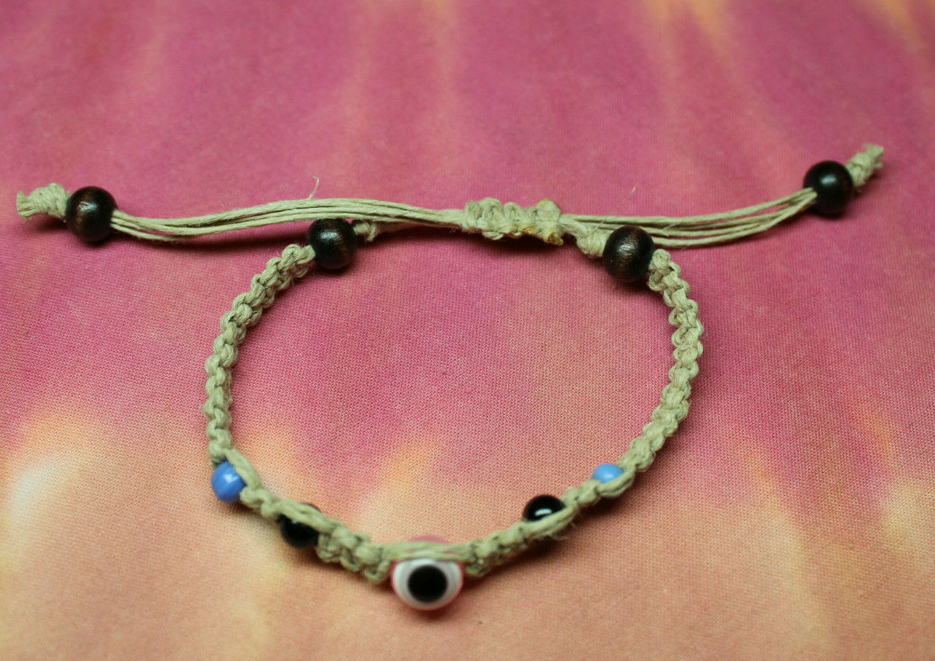 Evil EYE Hemp Bracelet Adjustable HANDMADE IN USA