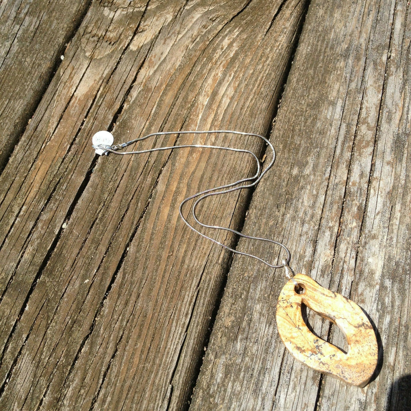 Jasper Polished Pendant on Stainless Steel Chain