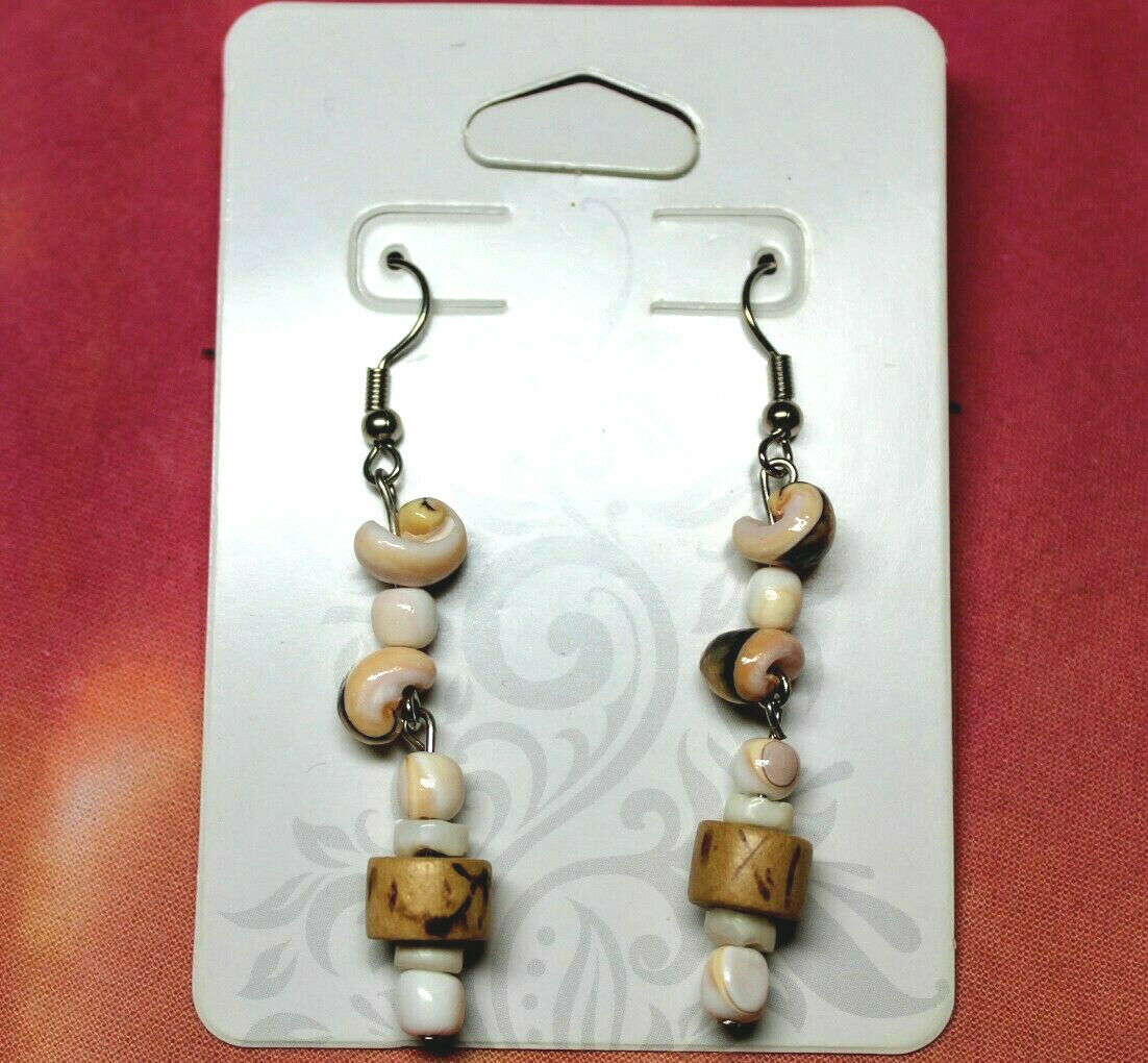 Fashion Earrings - Sea Shells - Fish Hook Hand-crafted US SELLER