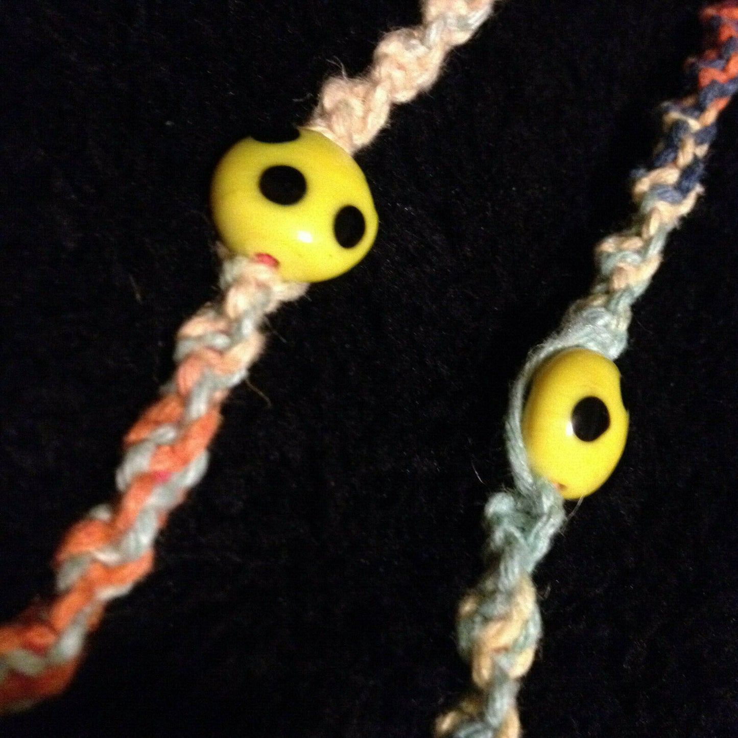 Rainbow Hemp Necklace with Glass Pendant Handmade in USA Brown