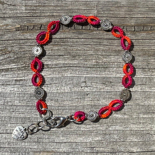 Tatted Lace Bracelet w/ Toggle Clasp - Southwest Inspired