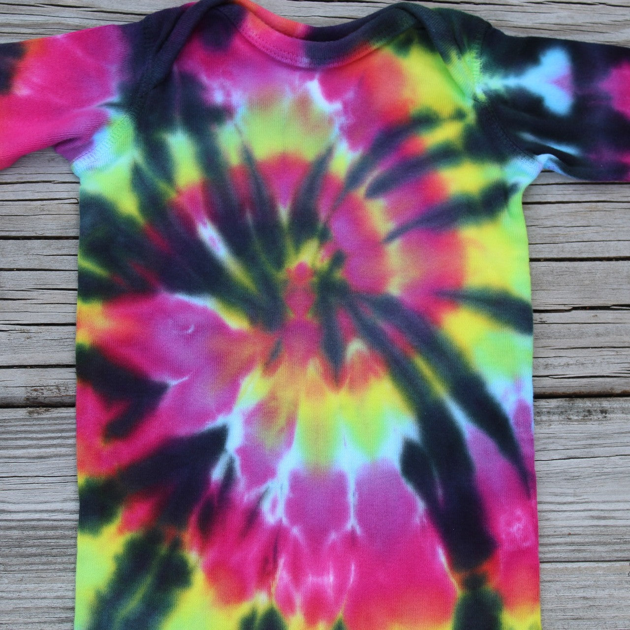 Tie Dye 6 month Infant One-Piece Bodysuit Long Sleeves - Rainbow