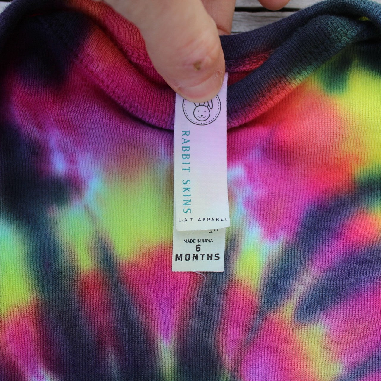 Tie Dye 6 month Infant One-Piece Bodysuit Long Sleeves - Rainbow