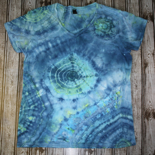 Geode Tie Dye V-Neck T-Shirt Ladies Large 12-14