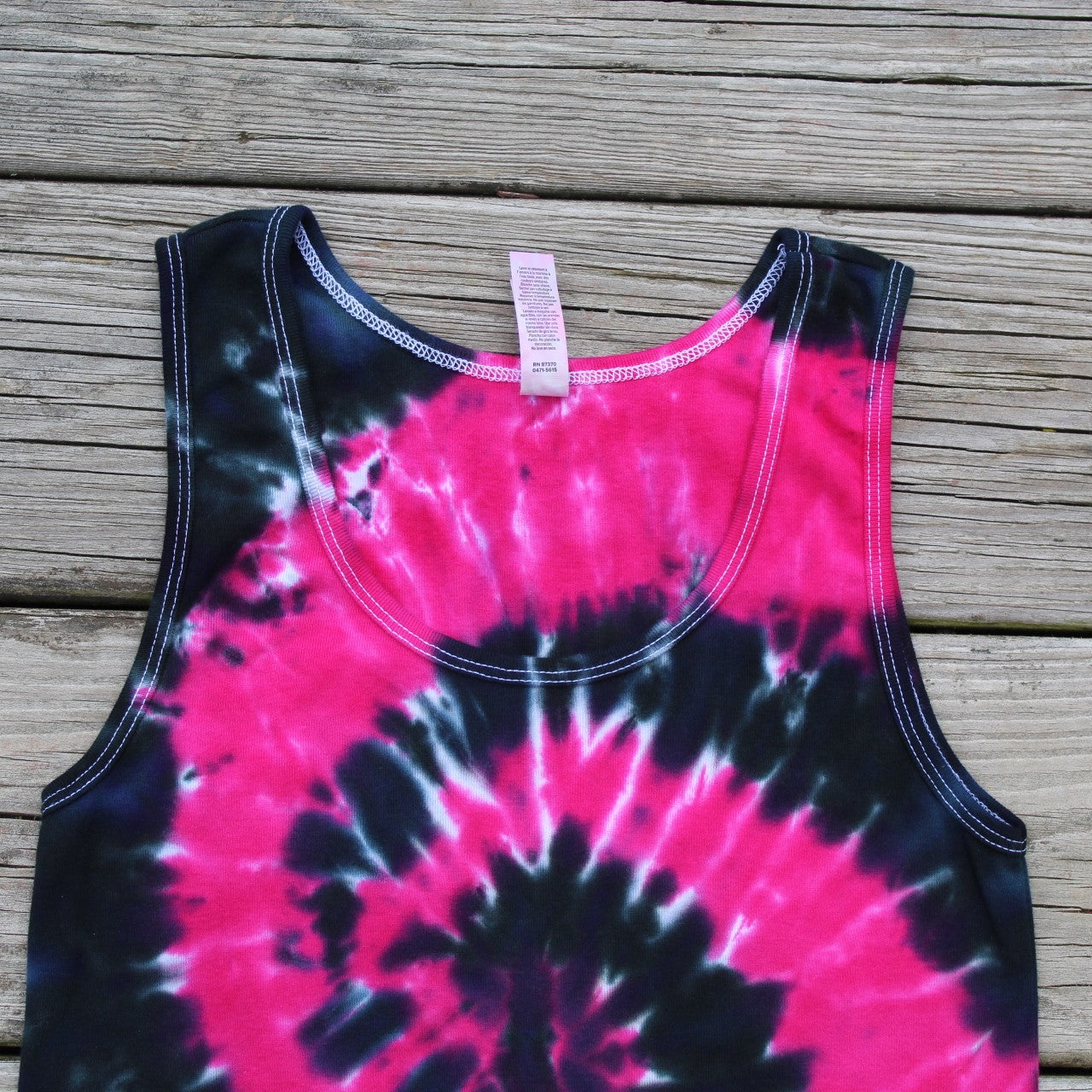 Tie Dye Tank Top Slim Fit Hot Pink & Black - Ladies Medium