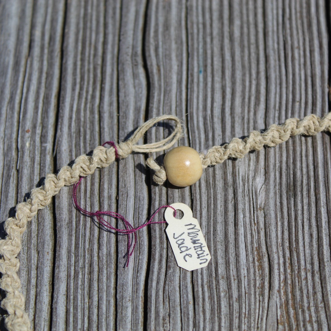 Mountain Jade Hemp Necklace 16.5"  Handmade in USA