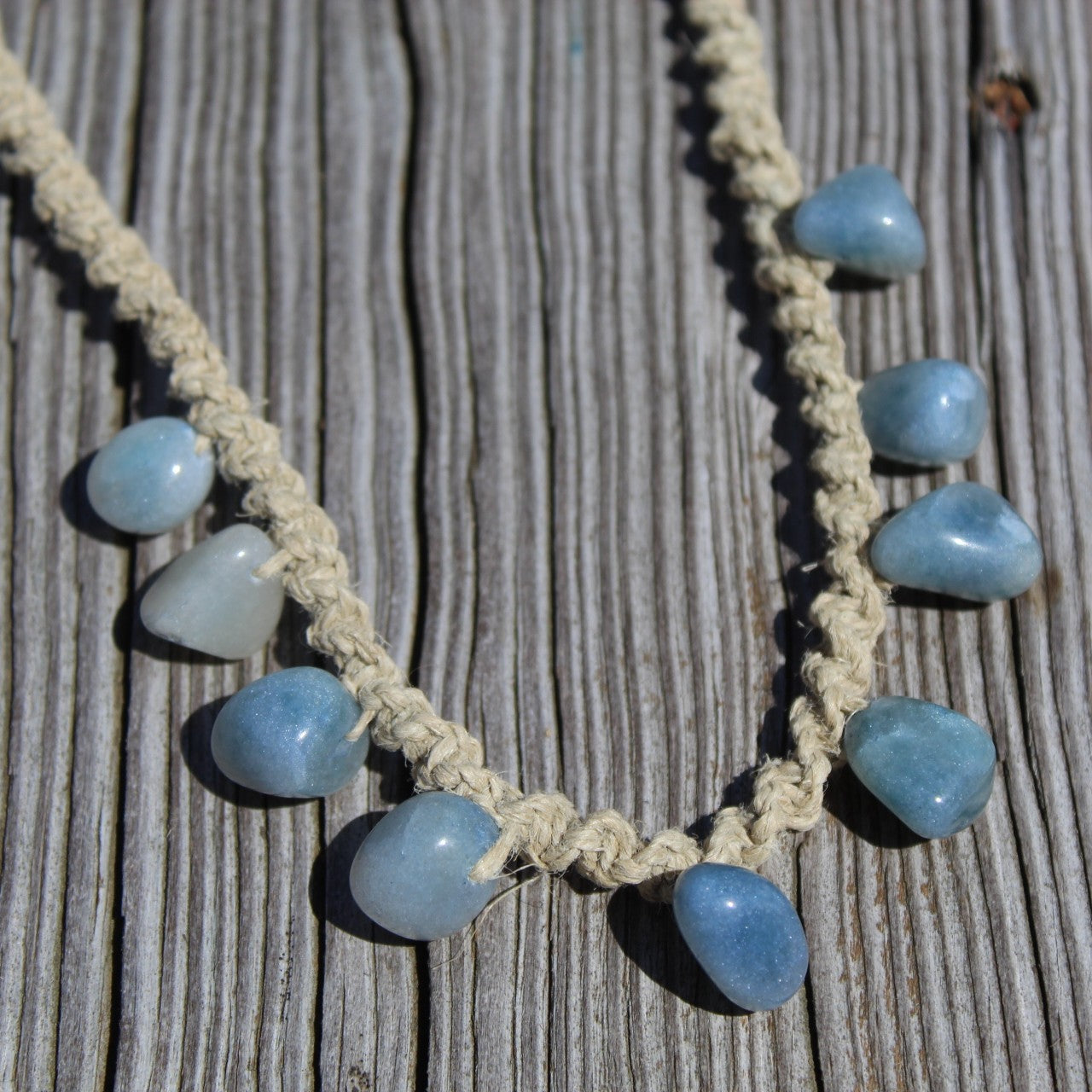 Mountain Jade Hemp Necklace 16.5"  Handmade in USA