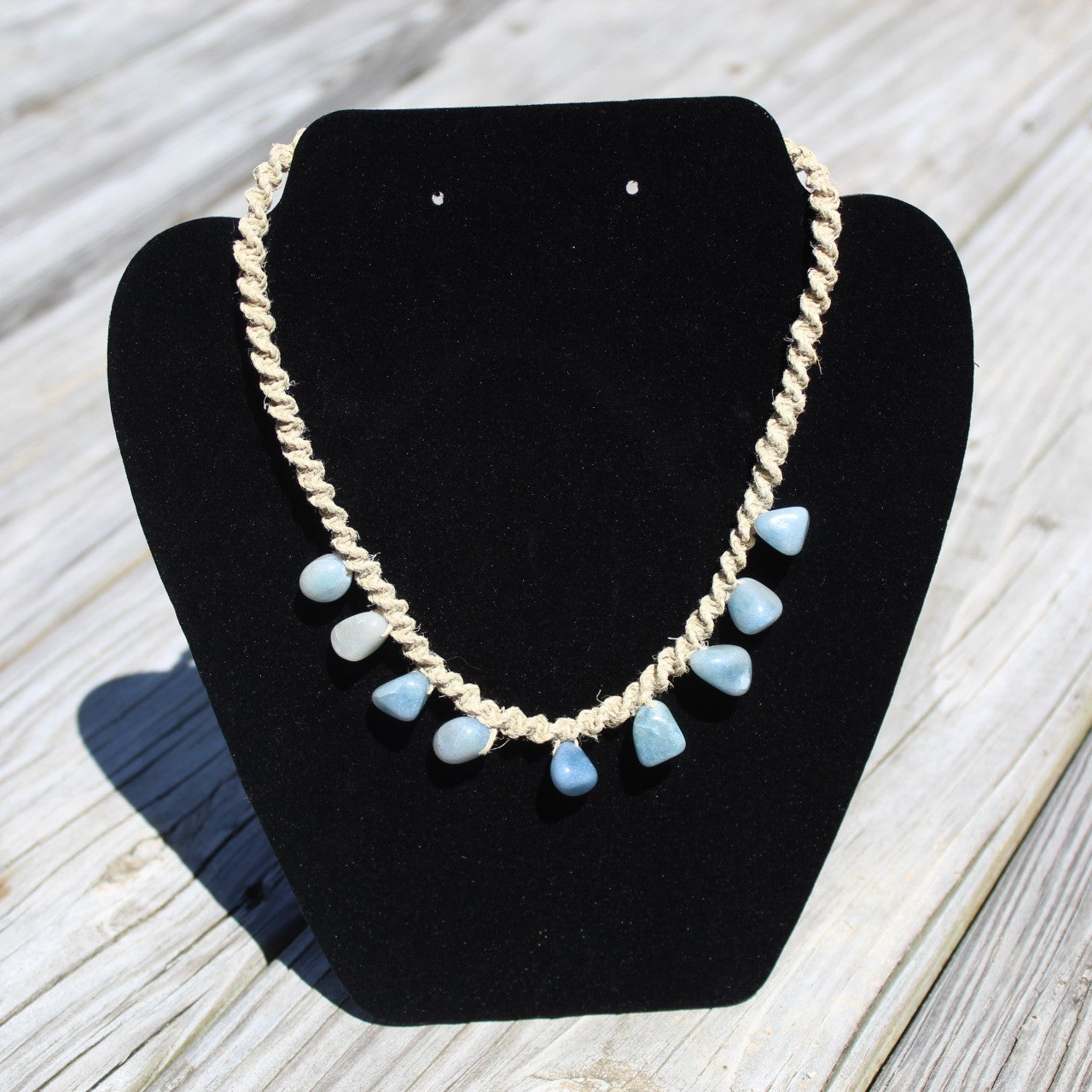 Mountain Jade Hemp Necklace 16.5"  Handmade in USA