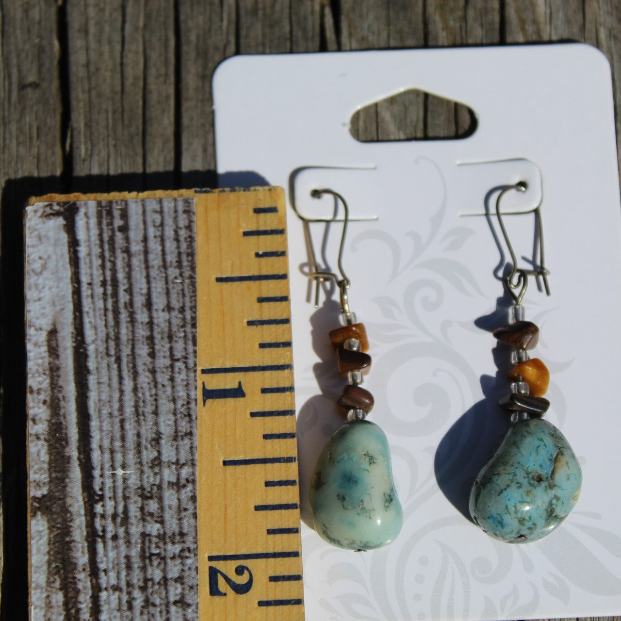 Crystal Chip Earrings Moss Agate Tiger's Eye Healing Energy