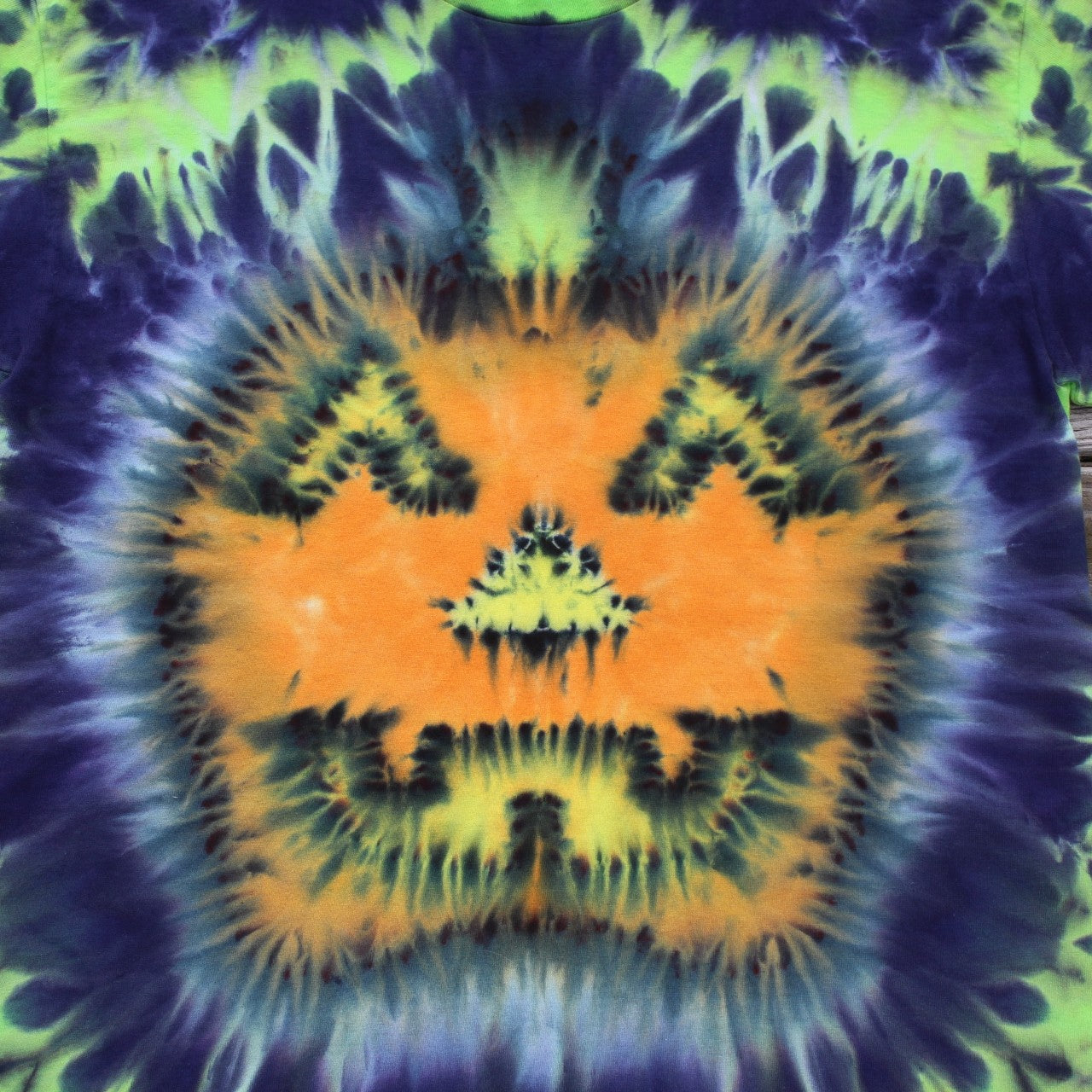 Jack O'Lantern Pumpkin Tie Dye T-Shirt Adult MEDIUM