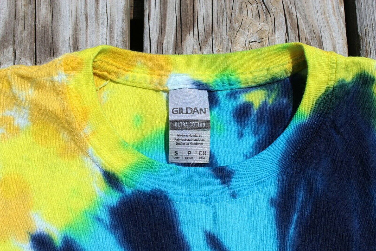 Tie Dye T-Shirt KIDS Small Spiral - Blue & Yellow