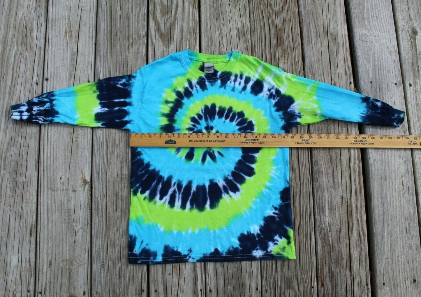Tie Dye Long Sleeve T-Shirt KIDS Medium - Blues & Green Spiral