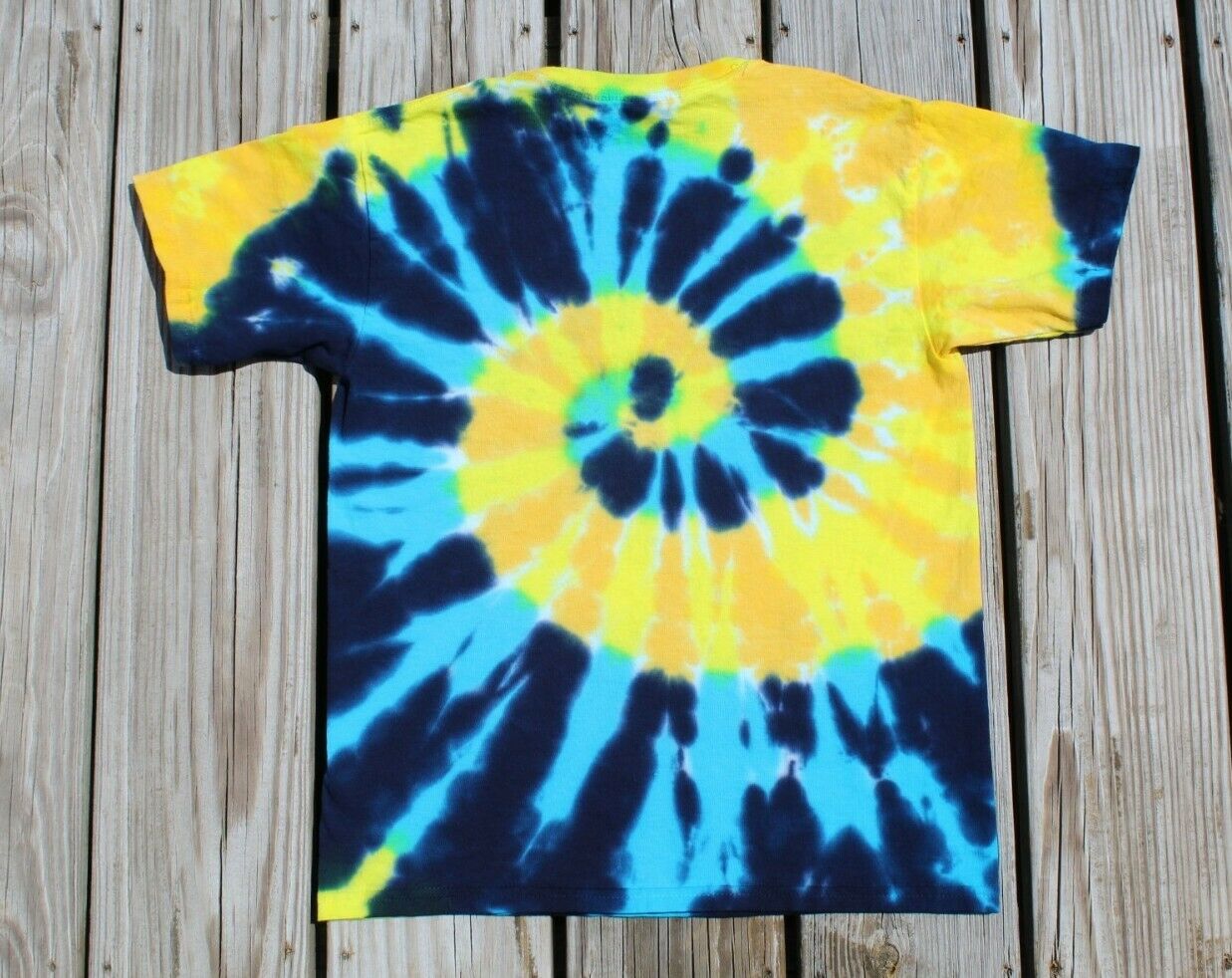 Tie Dye T-Shirt KIDS Small Spiral - Blue & Yellow