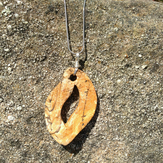 Jasper Polished Pendant on Stainless Steel Chain