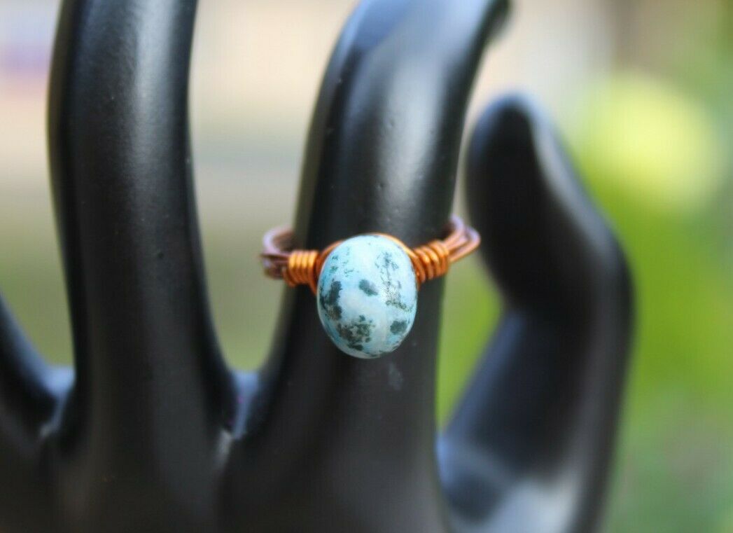 Moss AGATE Wire Wrap Ring, Size 7 Crystal Healing