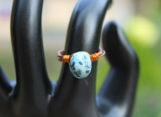Moss AGATE Wire Wrap Ring, Size 7 Crystal Healing
