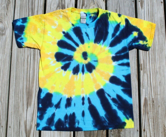 Tie Dye T-Shirt KIDS Small Spiral - Blue & Yellow