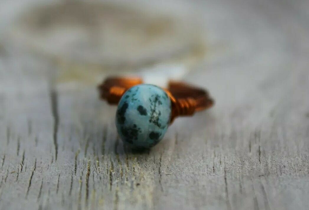 Moss AGATE Wire Wrap Ring, Size 7 Crystal Healing