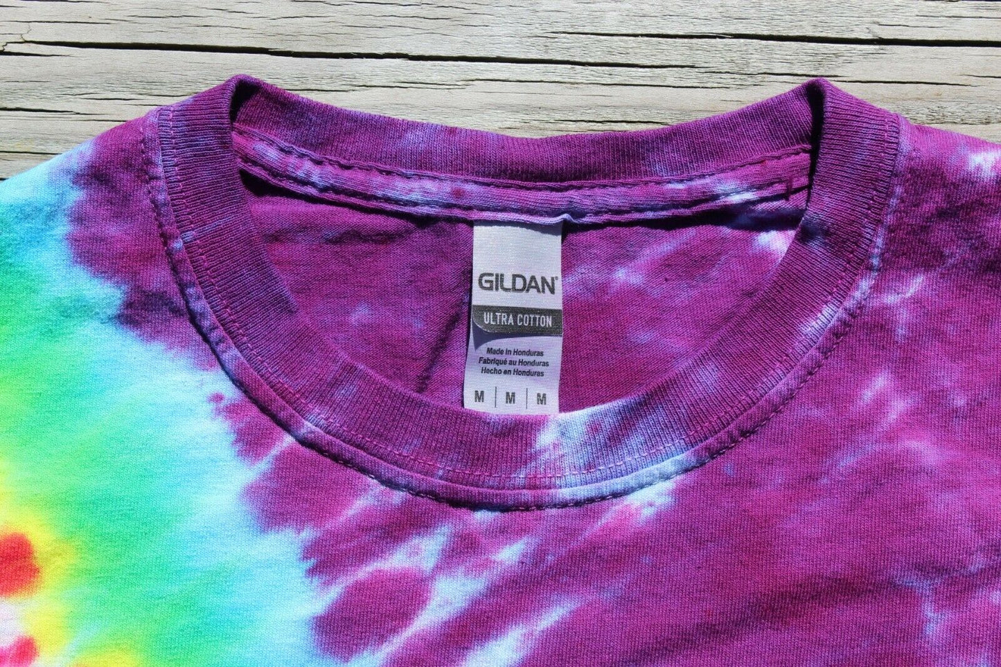 Zipper Tie Dye T-Shirt Adult MEDIUM Diagonal Stripe Rainbow