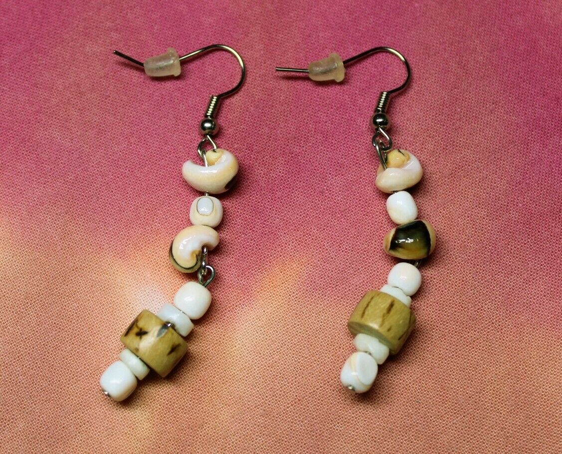 Fashion Earrings - Sea Shells - Fish Hook  Hand-crafted US SELLER