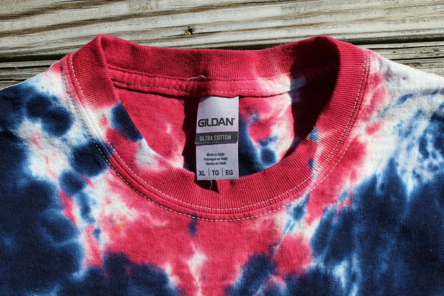 Star Tie Dye T-Shirt X-LARGE Red, White & Blue Chaos