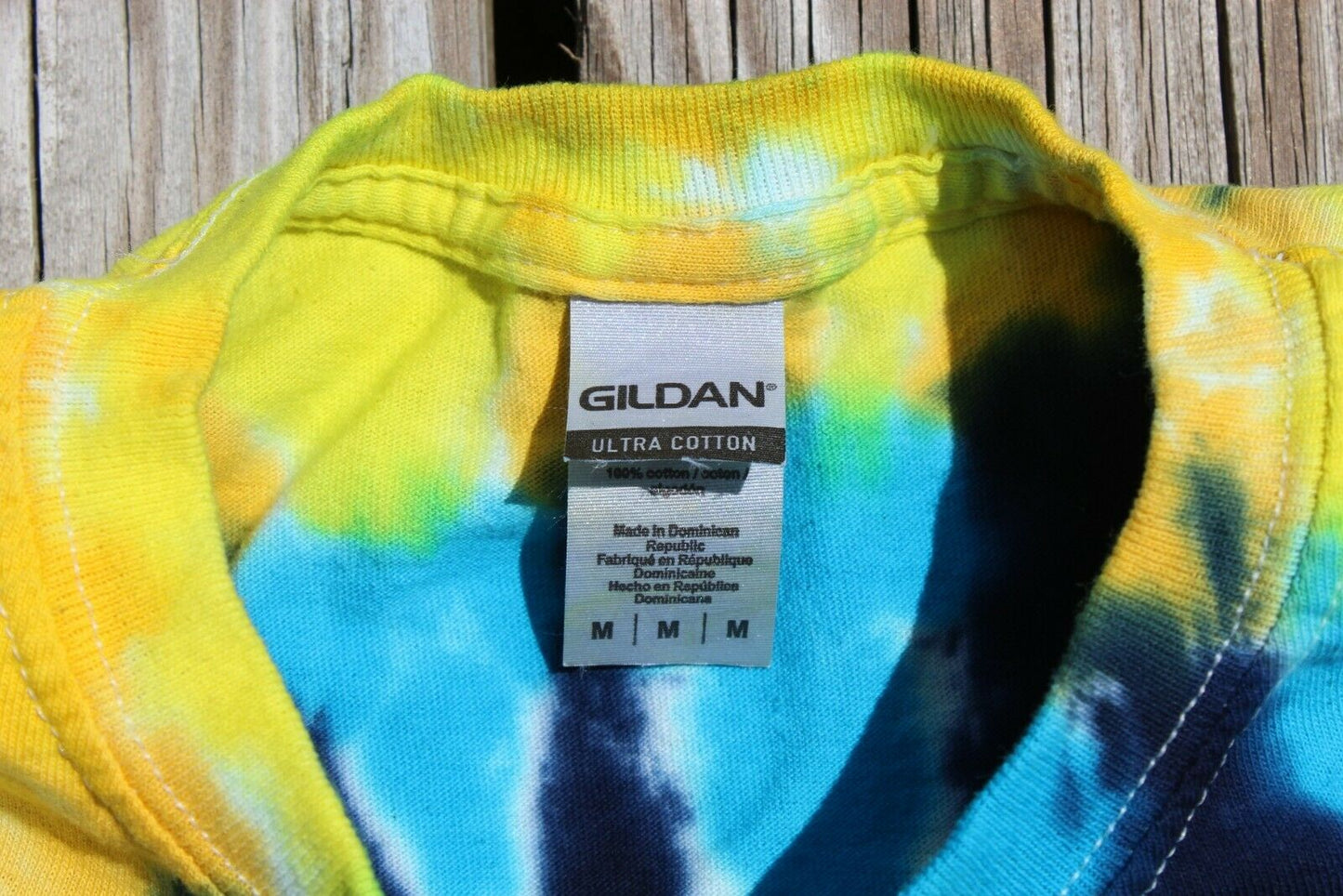 Tie Dye T-Shirt Adult MEDIUM Spiral - Blue & Yellow