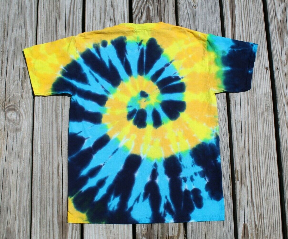 Tie Dye T-Shirt KIDS Medium SPIRAL Blue & Yellow