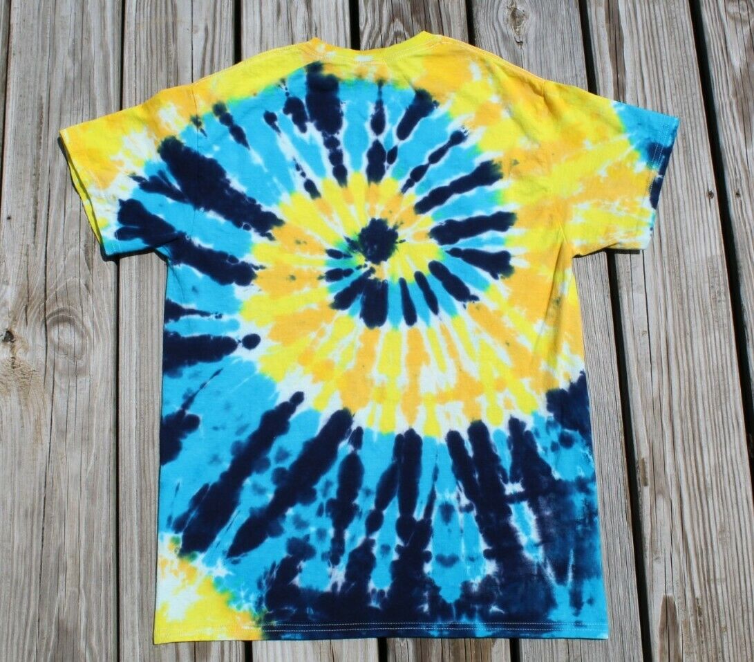 Tie Dye T-Shirt Adult MEDIUM Spiral - Blue & Yellow
