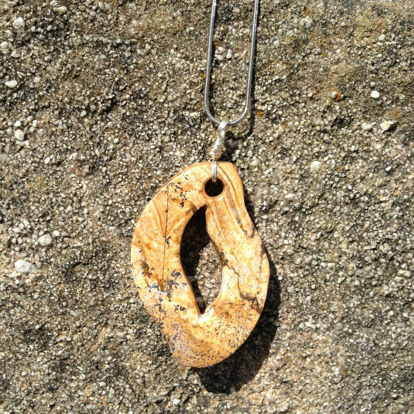 Jasper Polished Pendant on Stainless Steel Chain