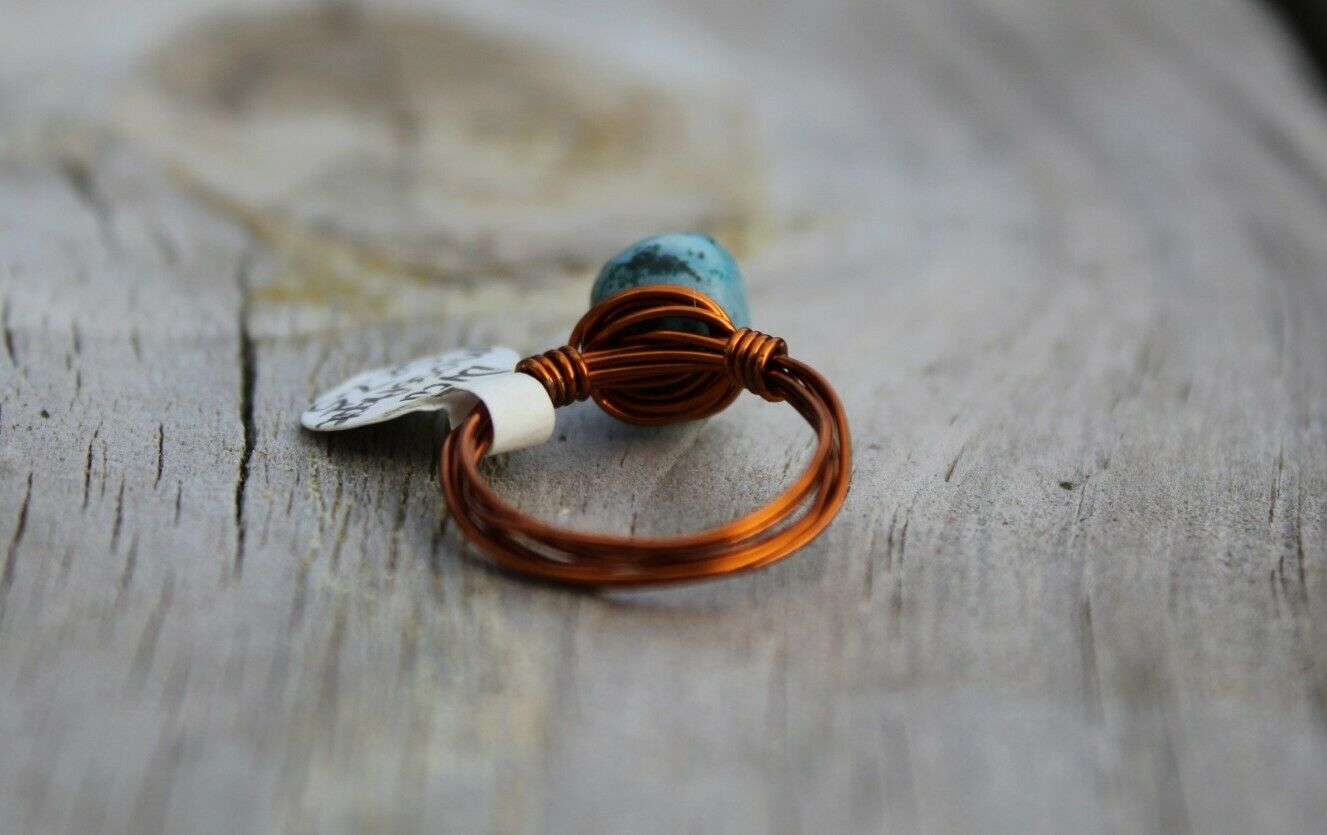 Moss AGATE Wire Wrap Ring, Size 7 Crystal Healing