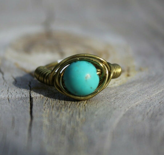 MAGNESITE Wire Wrap Ring, Size 9 Crystal Healing