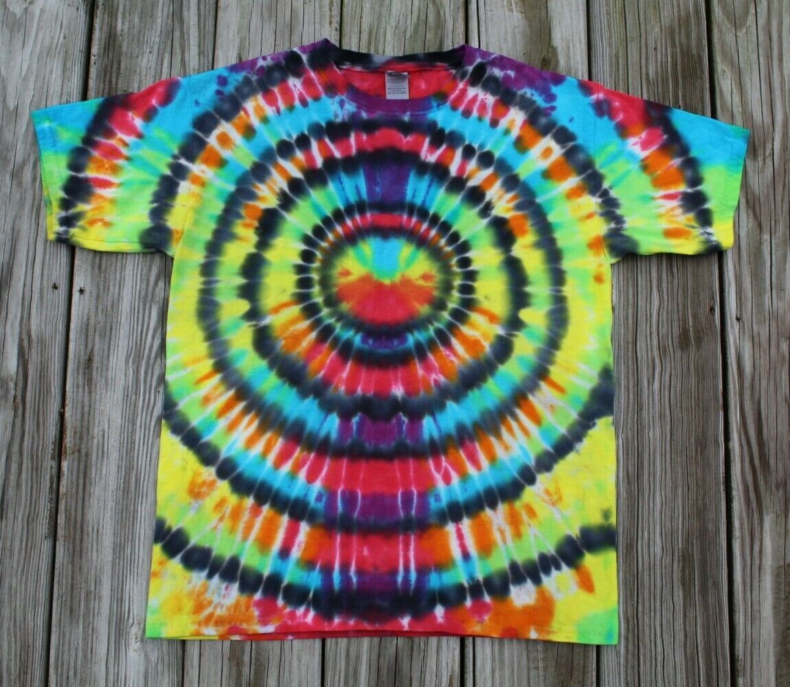 Hologram Tie Dye T-Shirt KIDS XL Rainbow Concentric Circles