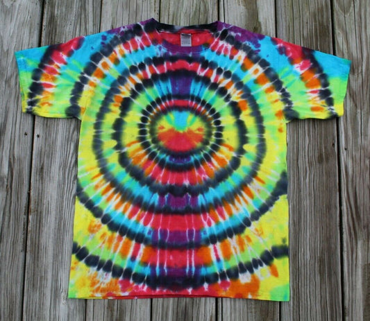 Hologram Tie Dye T-Shirt KIDS XL Rainbow Concentric Circles