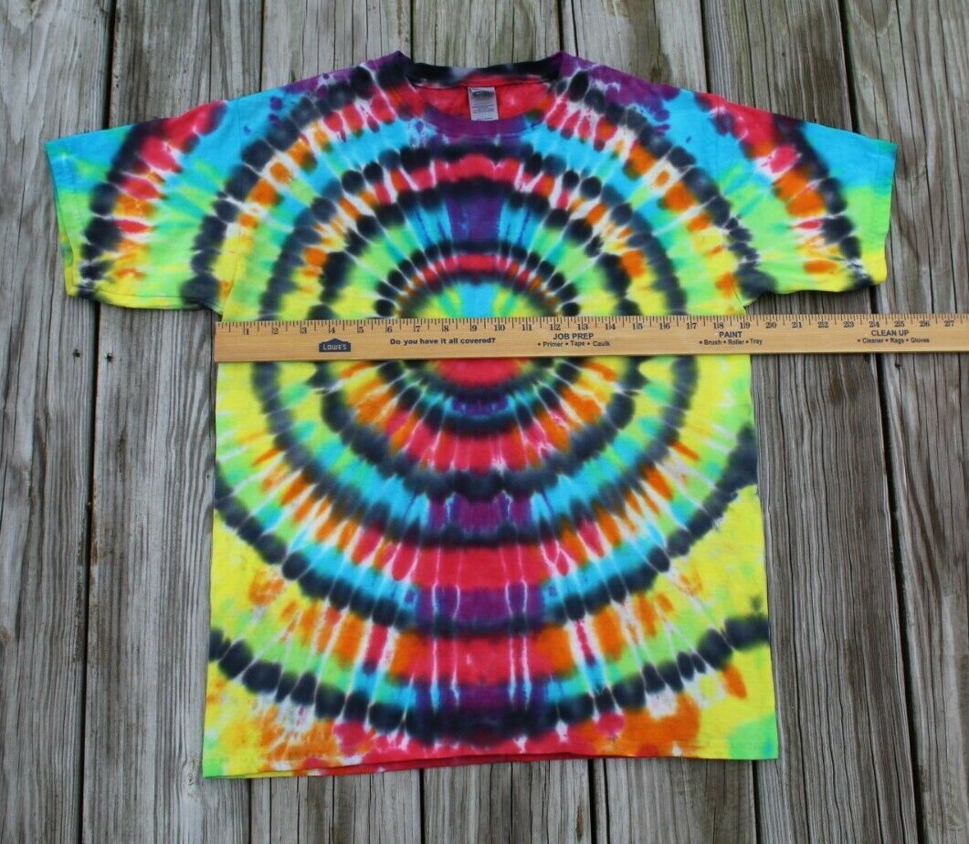Hologram Tie Dye T-Shirt KIDS XL Rainbow Concentric Circles