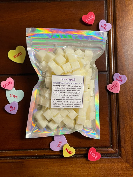 LOVE SPELL Wax Melts Tarts SUPER STRONG 40+ pc Mini Cubes Handmade 3 oz.